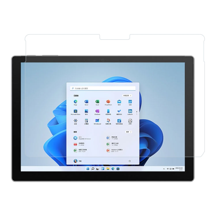 Clear AR screen protection film covering a tablet display, aligned to the screen edges