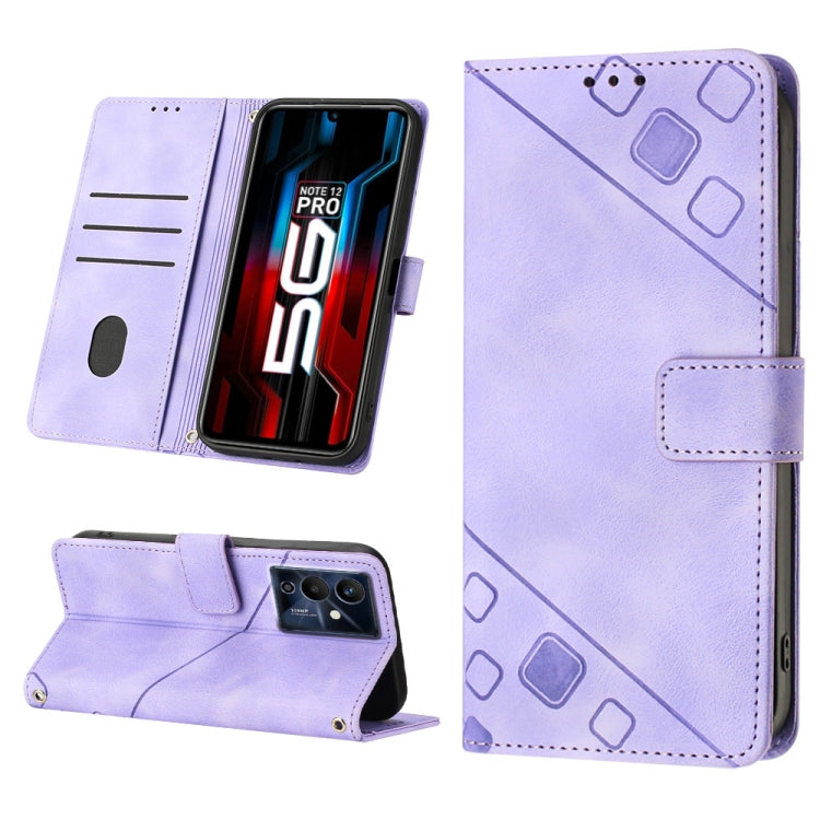 Light purple embossed leather wallet phone case with flip cover and card holder