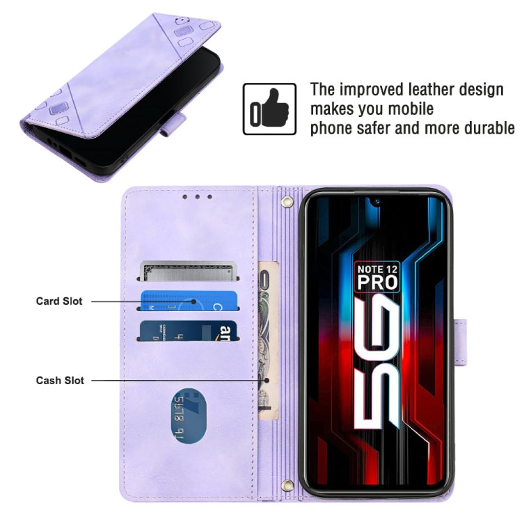 Light purple embossed leather folio phone case with card and cash compartments