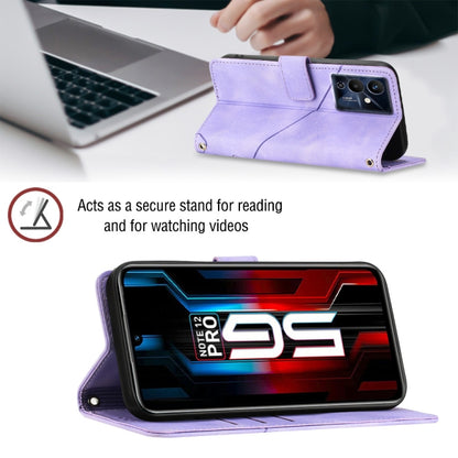 Light purple embossed leather folio phone case with hands-free video stand