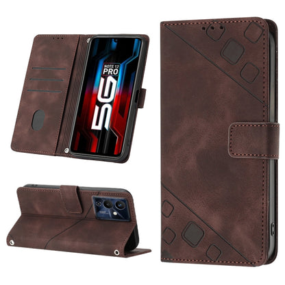 Brown embossed leather wallet phone case with flip cover and camera cutout