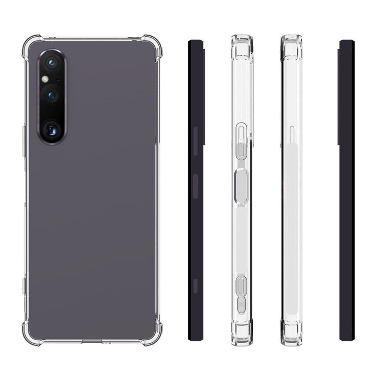 Clear TPU phone case with camera and button cutouts, shockproof corner bumper design