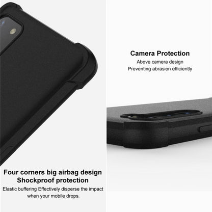Matte black TPU phone case with raised camera area and shockproof corner bumper