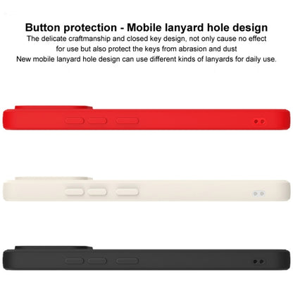 Straight edge TPU phone case set: red/white/black with side button cutouts and lanyard hole