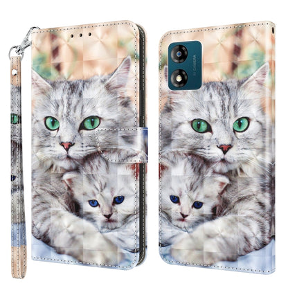 3D painted leather phone case with white cat faces and green eyes, wallet style