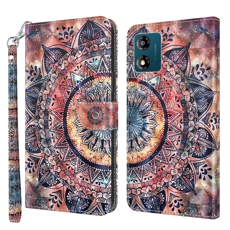 3D painted leather phone case with colorful mandala pattern on peach and blue background