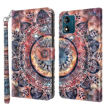 3D painted leather phone case with colorful mandala pattern on peach and blue background