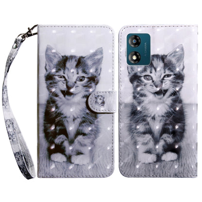 3D painted leather phone case with two gray kitten portraits and wrist strap