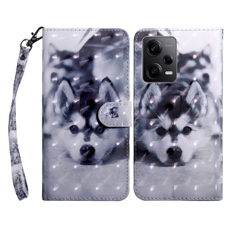 Light purple leather-look phone case with blue-gray dog face print and camera cutouts