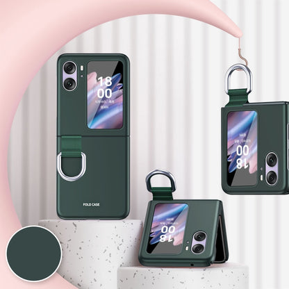 Green ring-buckle shockproof flip phone case with fold design