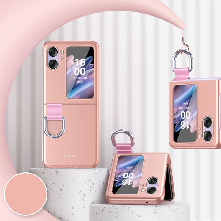 Rose gold ring-buckle shockproof flip phone case with dual camera cutouts