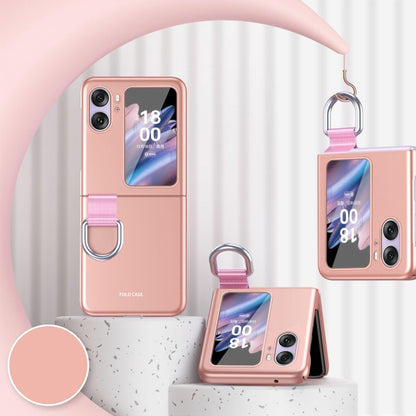 Rose gold ring-buckle shockproof flip phone case with dual camera cutouts