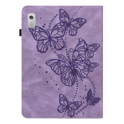 Purple folio tablet case with embossed butterfly design and camera cutout