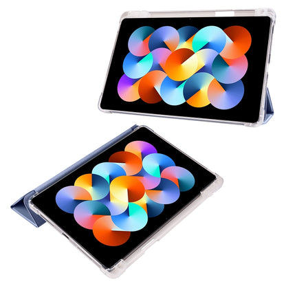 3-fold tablet case with transparent TPU edges and clear window front, colorful folio cover