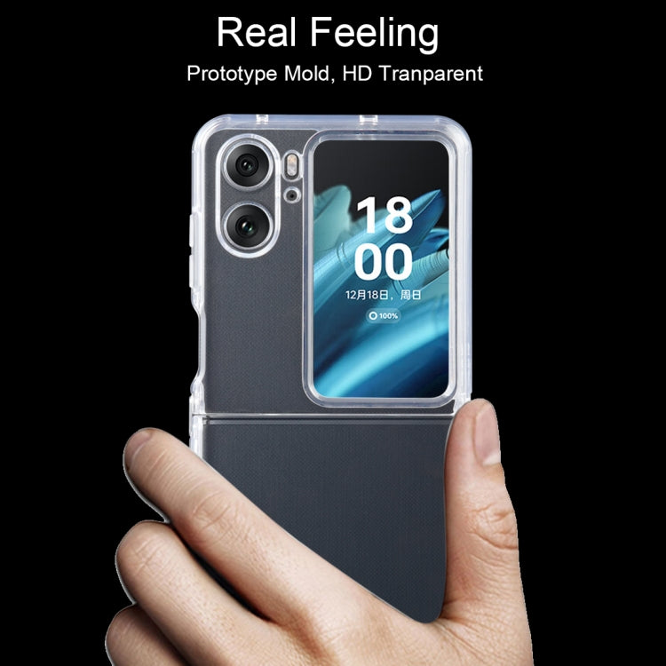 Clear TPU phone case with camera cutouts, held in a hand for a close look
