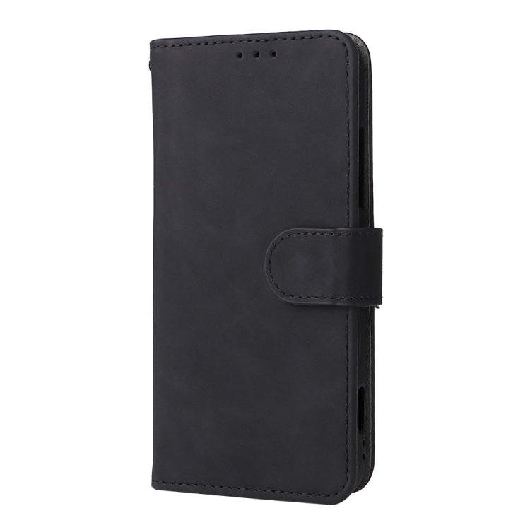 Black leather flip phone case with secure side buckle and front cover