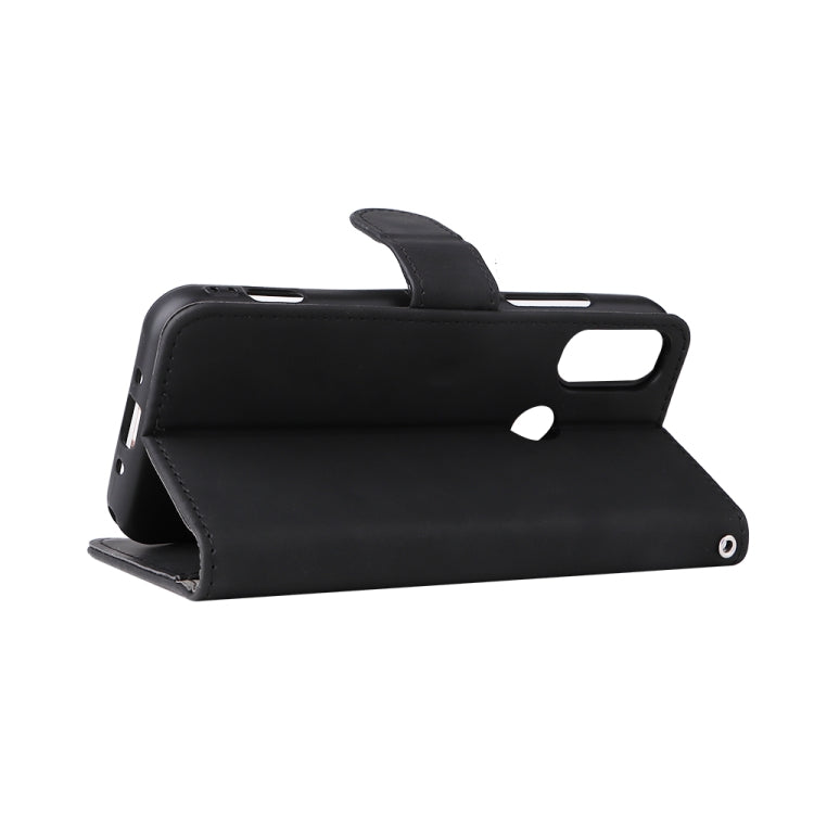 Black leather flip phone case with kickstand and protective bumper