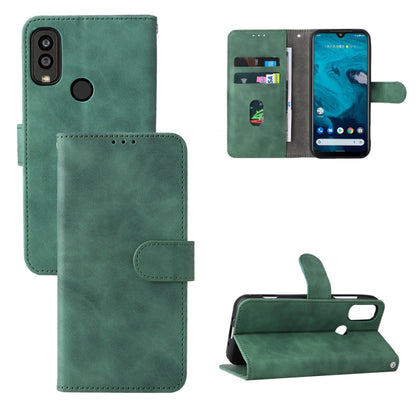 Green leather magnetic flip phone case with card slot and kickstand