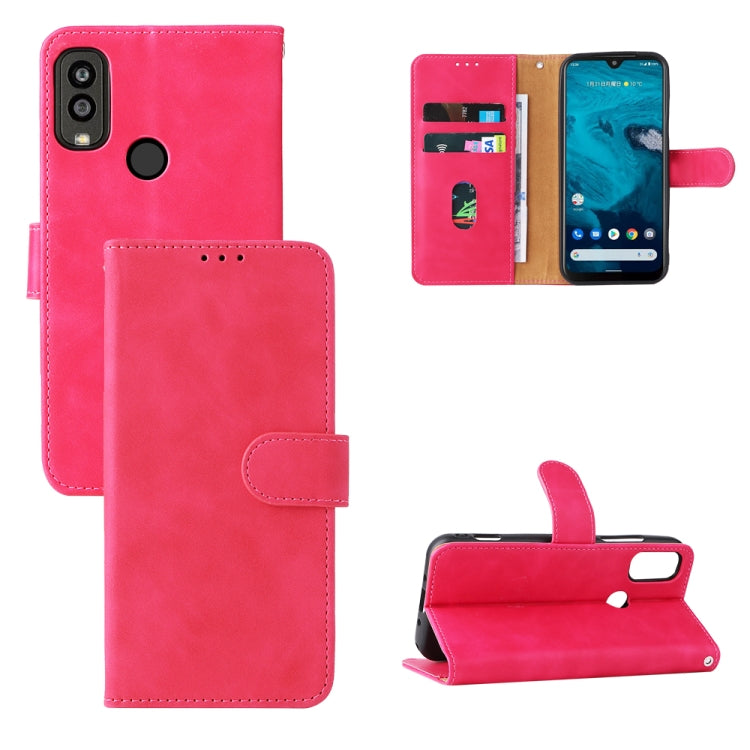Pink flip leather phone case with magnetic closure and card holder pocket