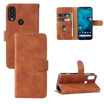 Brown flip leather phone case with magnetic closure and card pocket