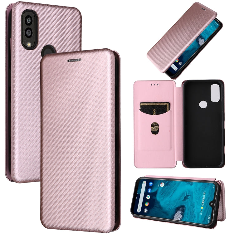 Pink carbon fiber flip phone case with screen showing, plus open case components