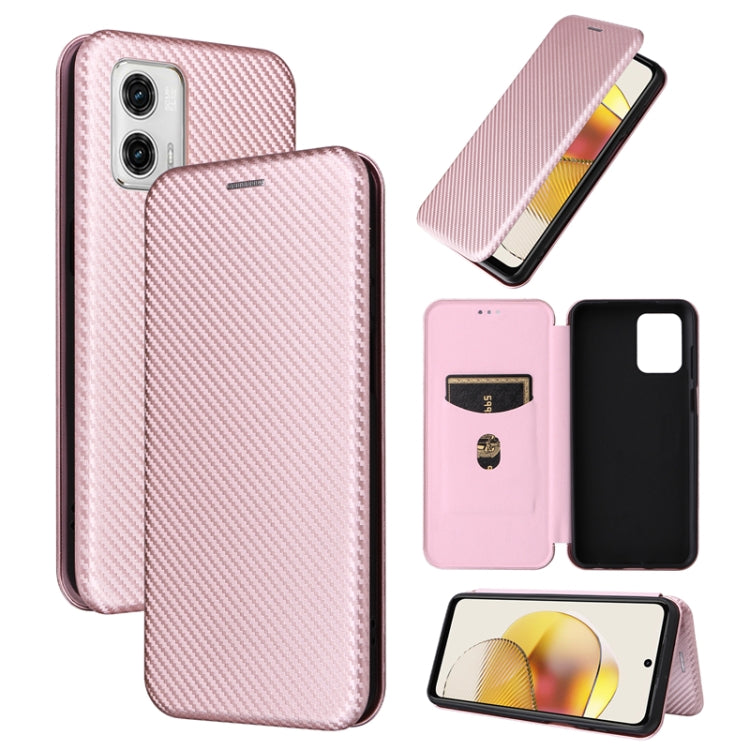 Pink carbon fiber texture flip phone case shown closed and with parts laid out