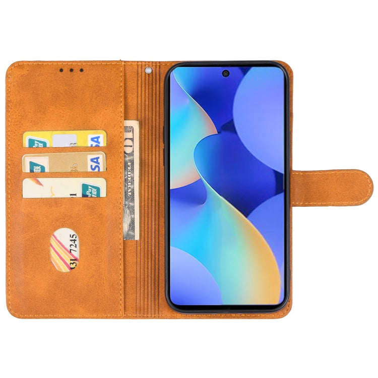 Brown leather wallet phone case with card compartments and open front