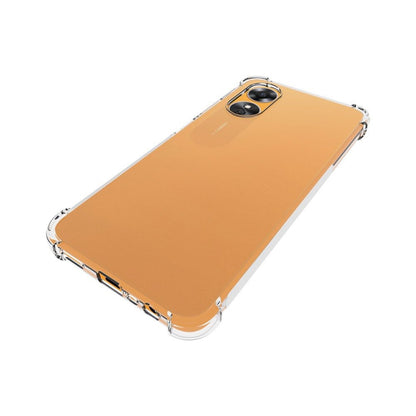 Shockproof non-slip TPU phone case with clear corners, fits phone with orange back