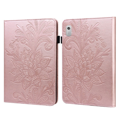 Pink embossed leather tablet case with lace flower embossing, folio for Lenovo Tab M9