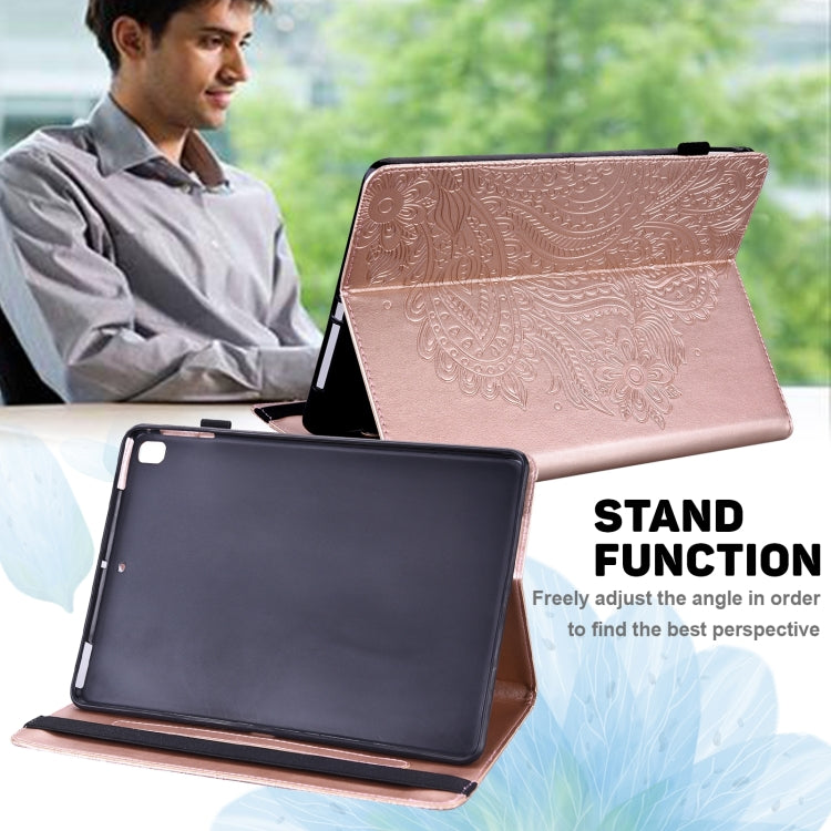Rose gold embossed folio tablet case with adjustable stand for viewing angle