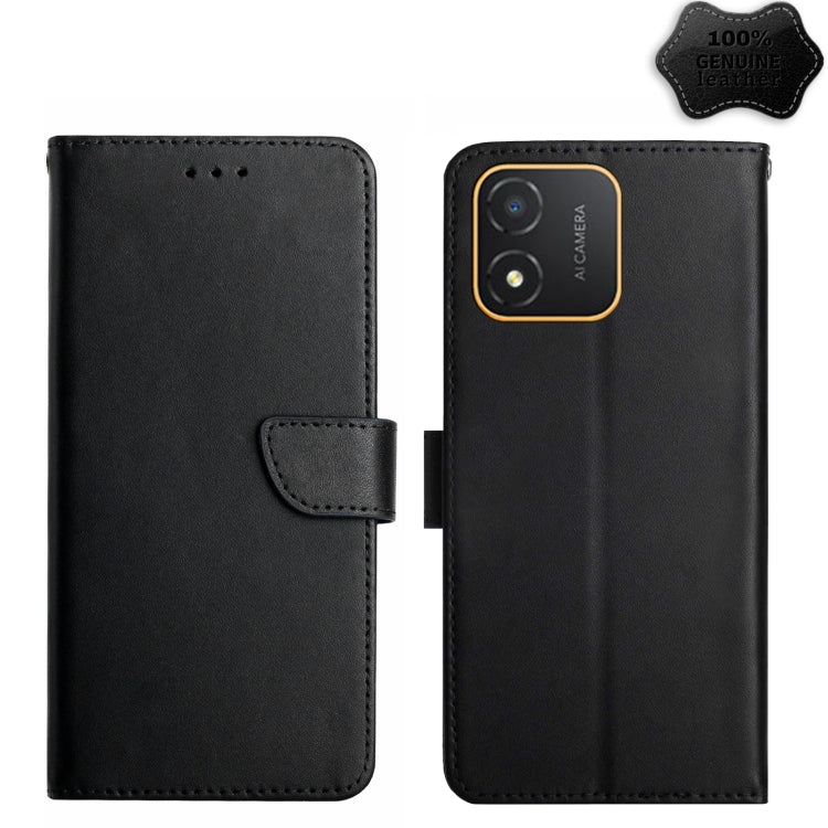 Black leather flip phone case with dual camera cutout and magnetic side strap