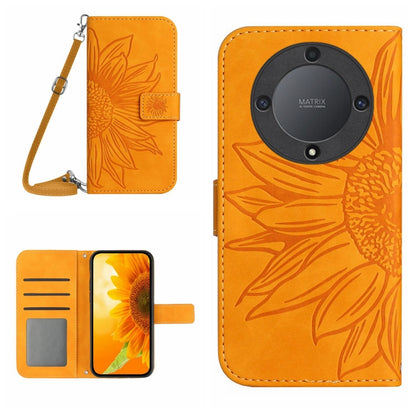 Skin Feel Sun Flower Embossed Flip Leather Phone Case with Lanyard, For Realme C55, For Xiaomi Redmi Note 12 4G Global, For Honor X9a 5G / Magic5 Lite, For Honor X5 4G