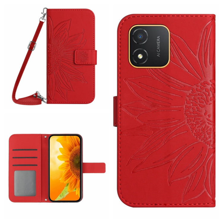 Skin Feel Sun Flower Embossed Flip Leather Phone Case with Lanyard, For Realme C55, For Xiaomi Redmi Note 12 4G Global, For Honor X9a 5G / Magic5 Lite, For Honor X5 4G