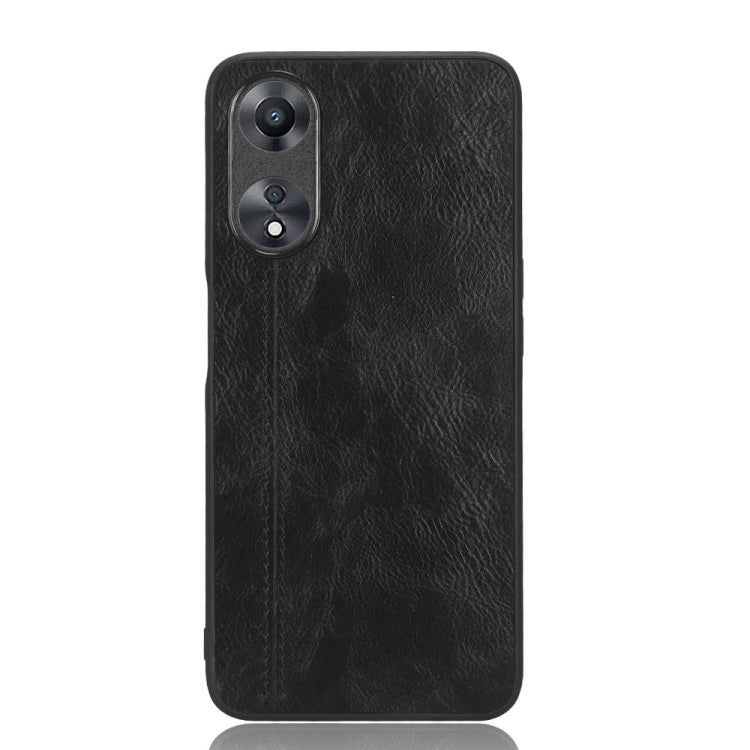 Black leather-texture phone case with dual camera cutouts and smooth edges