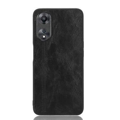 Black leather-texture phone case with dual camera cutouts and smooth edges