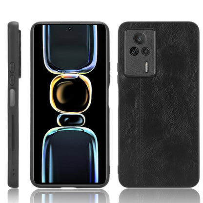 Black faux leather phone case with camera cutouts and front multicolor neon figure design