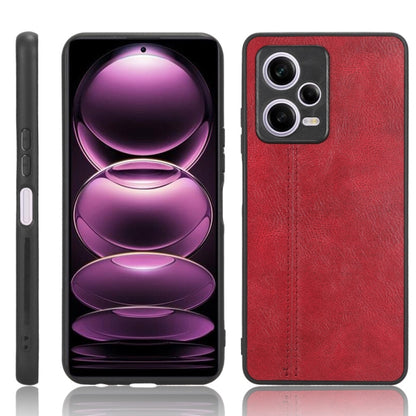 Red textured faux leather phone case with camera cutouts and side button openings