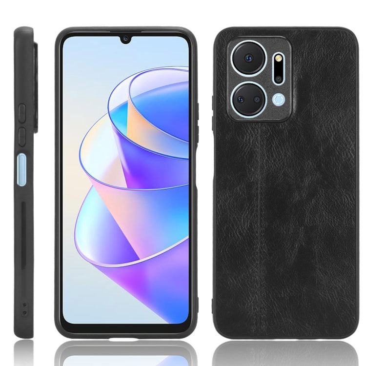 Textured black leather-style phone case with camera cutouts and raised edges