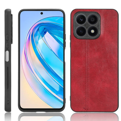 Textured red leather-style phone case with multiple camera cutouts and edges