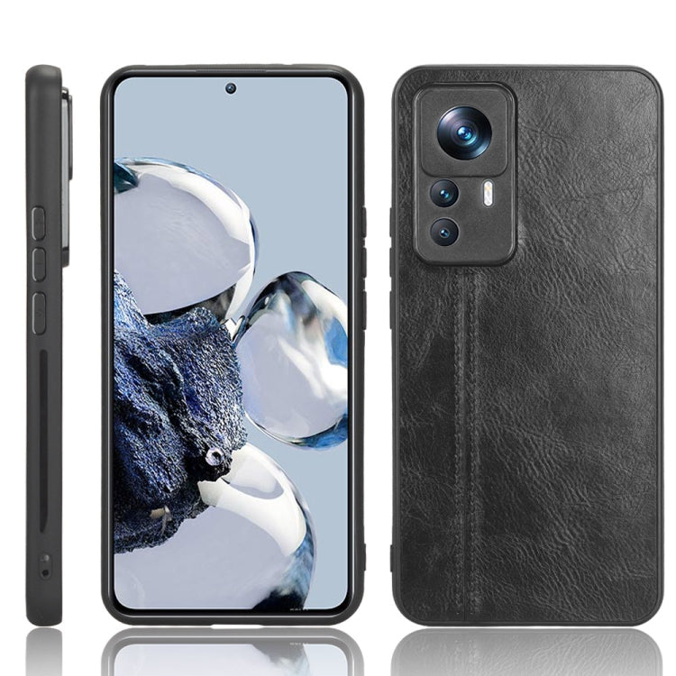 Black leather-look phone case with textured finish and camera cutouts