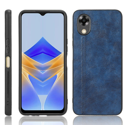 Blue textured phone case with camera cutout and raised button area
