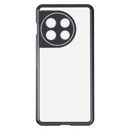 Black magnetic tempered glass phone case with metal frame for OnePlus 11, front cover view