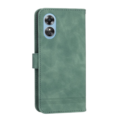 Green leather flip phone case with camera cutouts and card holder panel