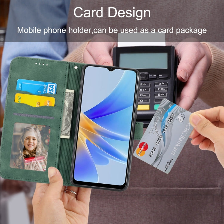 Green leather wallet phone case with card slots and flip cover