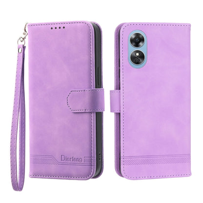 Purple leather wallet phone case with flip cover and wrist strap