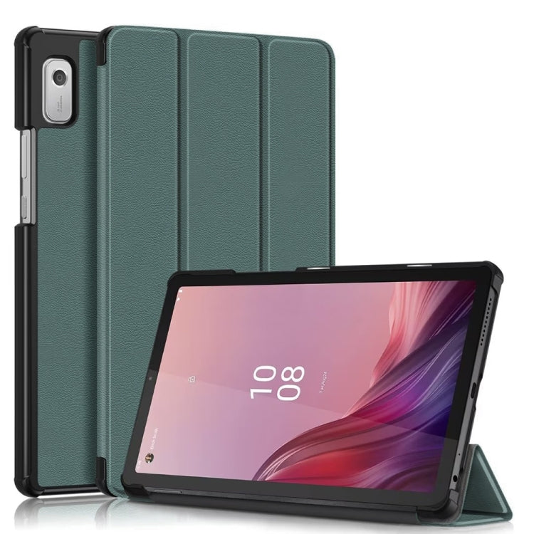 Green smart tablet case with tri-fold textured cover and landscape stand for the tablet