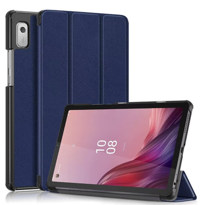 3-folding leather smart tablet case, dark blue, with stand for tablet viewing