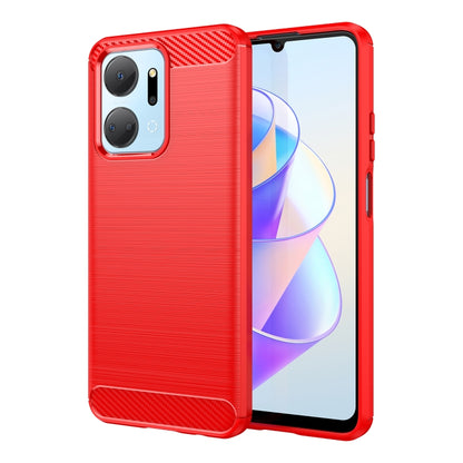 Red brushed-texture TPU phone case with carbon-fiber pattern