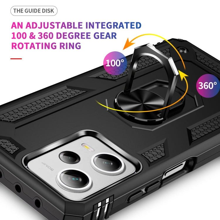Black rugged phone case with 360-degree rotating kickstand ring holder