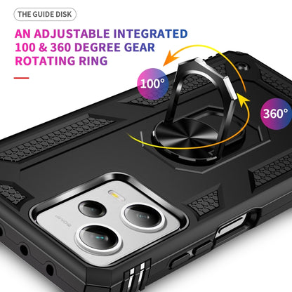 Black rugged phone case with 360-degree rotating kickstand ring holder